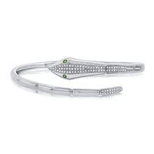 Load image into Gallery viewer, 14K Gold Diamond &amp; Tsavorite Snake Bangle