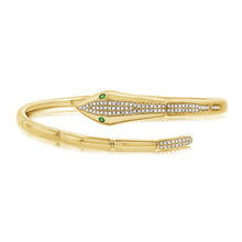 Load image into Gallery viewer, 14K Gold Diamond &amp; Tsavorite Snake Bangle