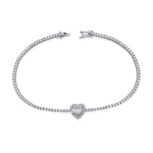 Load image into Gallery viewer, 14k Gold &amp; Diamond Heart Tennis Bracelet