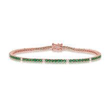 Load image into Gallery viewer, 14k Gold, Green Emerald &amp; Diamond Bracelet