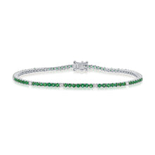Load image into Gallery viewer, 14k Gold, Green Emerald &amp; Diamond Bracelet