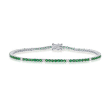 Load image into Gallery viewer, 14k Gold, Green Emerald &amp; Diamond Bracelet