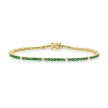 Load image into Gallery viewer, 14k Gold, Green Emerald &amp; Diamond Bracelet