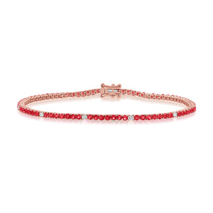 14k Gold, Ruby & Diamond Tennis Bracelet