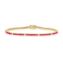 Load image into Gallery viewer, 14k Gold, Ruby &amp; Diamond Tennis Bracelet