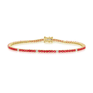14k Gold, Ruby & Diamond Tennis Bracelet