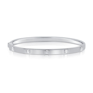 14K Gold & Baguette Diamond Bangle