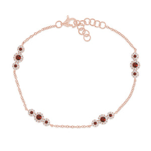 14k Ruby & Diamond Chain Station Bracelet