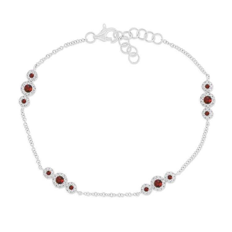 14k Ruby & Diamond Chain Station Bracelet