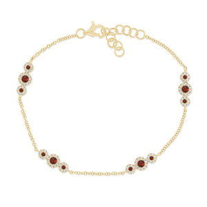 14k Ruby & Diamond Chain Station Bracelet