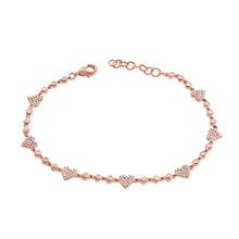 Load image into Gallery viewer, 14k Gold &amp; Diamond Heart Station Bracelet