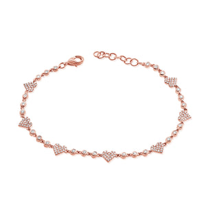 14k Gold & Diamond Heart Station Bracelet