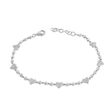 Load image into Gallery viewer, 14k Gold &amp; Diamond Heart Station Bracelet
