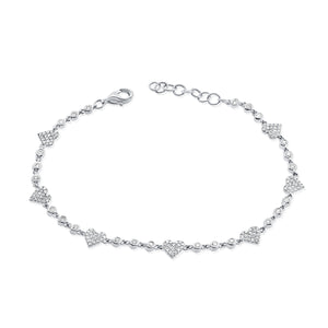 14k Gold & Diamond Heart Station Bracelet