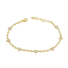 Load image into Gallery viewer, 14k Gold &amp; Diamond Heart Station Bracelet