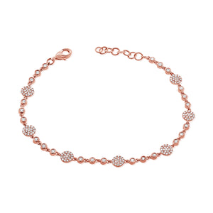 14k Gold & Diamond Station Disc Bracelet