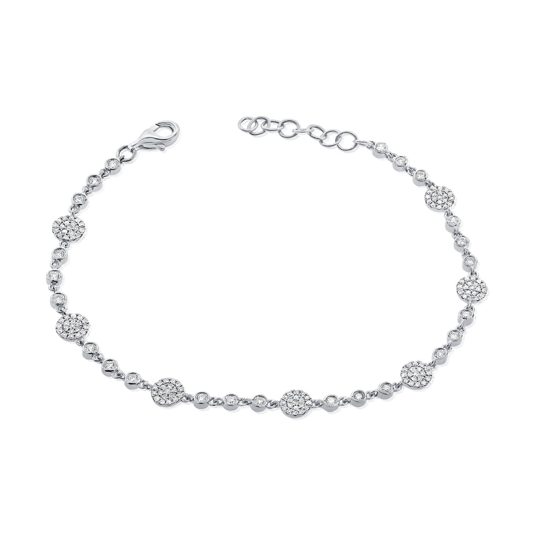 14k Gold & Diamond Station Disc Bracelet