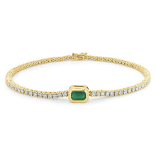 Load image into Gallery viewer, 14k Gold Green Emerald &amp; Diamond Tennis Bracelet