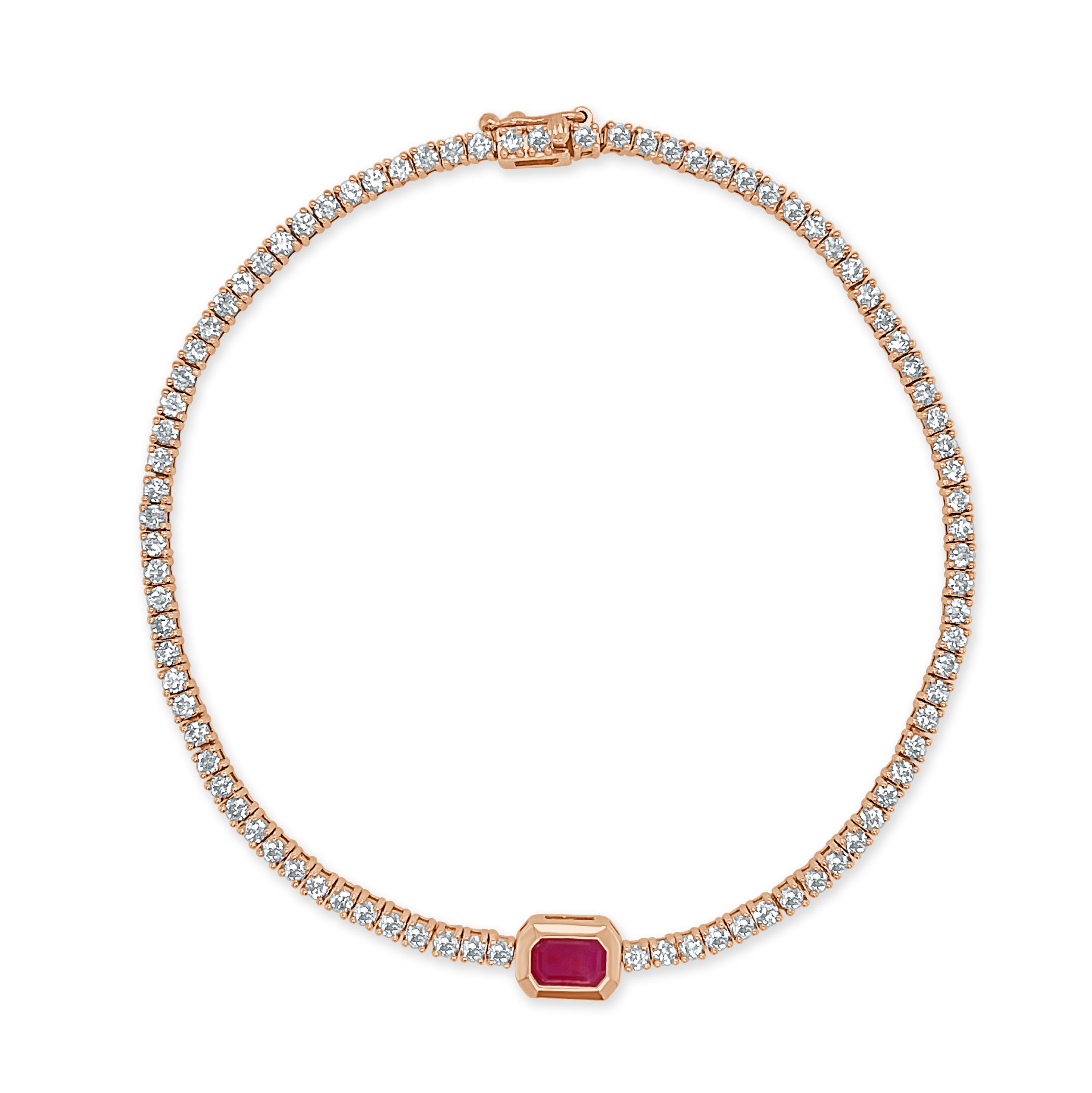 14k Gold, Diamond & Ruby Tennis Bracelet