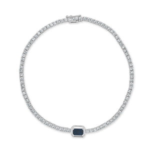 14k Gold Blue Sapphire & Diamond Tennis Bracelet