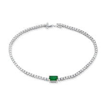 Load image into Gallery viewer, 14K Gold Green Emerald &amp; Diamond Tennis Bracelet