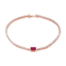 Load image into Gallery viewer, 14K Gold Pink Sapphire &amp; Diamond Tennis Bracelet