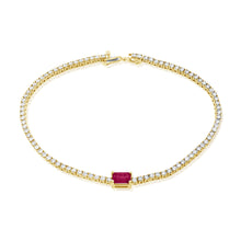 Load image into Gallery viewer, 14K Gold Pink Sapphire &amp; Diamond Tennis Bracelet