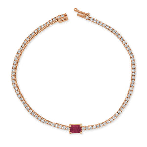 14k Gold Red Ruby & Diamond Tennis Bracelet