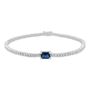 14k Gold Blue Sapphire & Diamond Tennis Bracelet