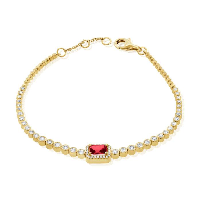 14k Gold Ruby & Diamond Bracelet