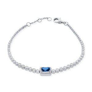 14k Gold, Blue Sapphire & Diamond Bracelet