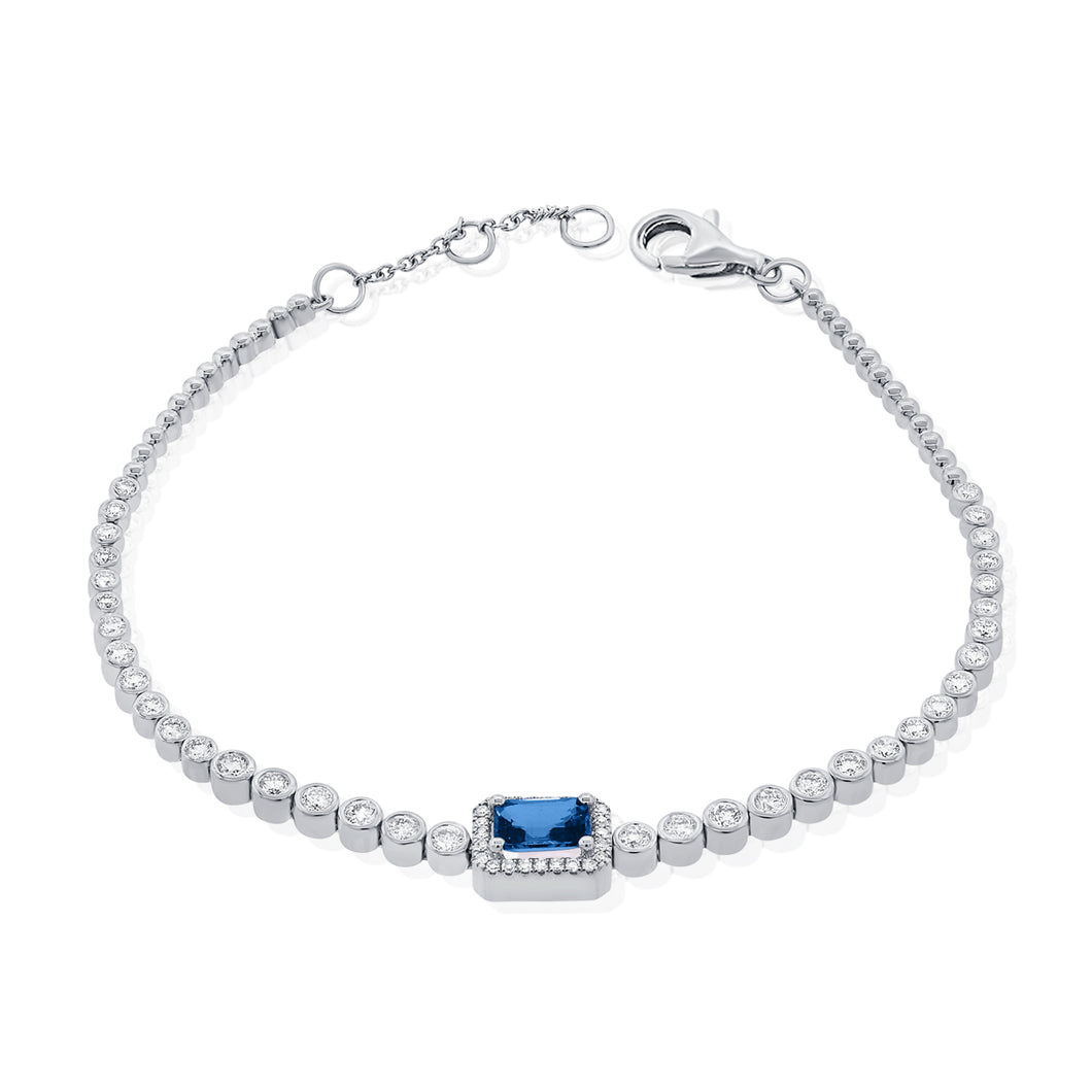 14k Gold, Blue Sapphire & Diamond Bracelet