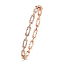 Load image into Gallery viewer, 14k Gold &amp; Diamond Link Bangle Bracelet