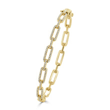 Load image into Gallery viewer, 14k Gold &amp; Diamond Link Bangle Bracelet