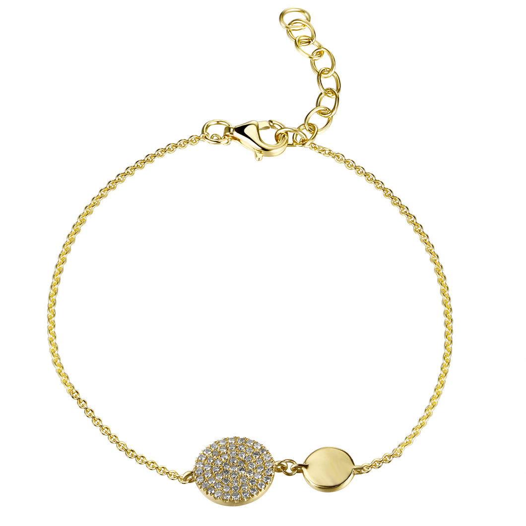 14k Gold & Diamond Disc Bracelet