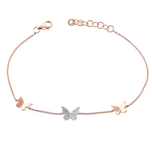14k Gold & Diamond Butterfly Bracelet