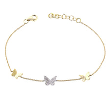 Load image into Gallery viewer, 14k Gold &amp; Diamond Butterfly Bracelet