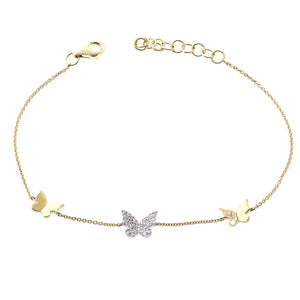 14k Gold & Diamond Butterfly Bracelet