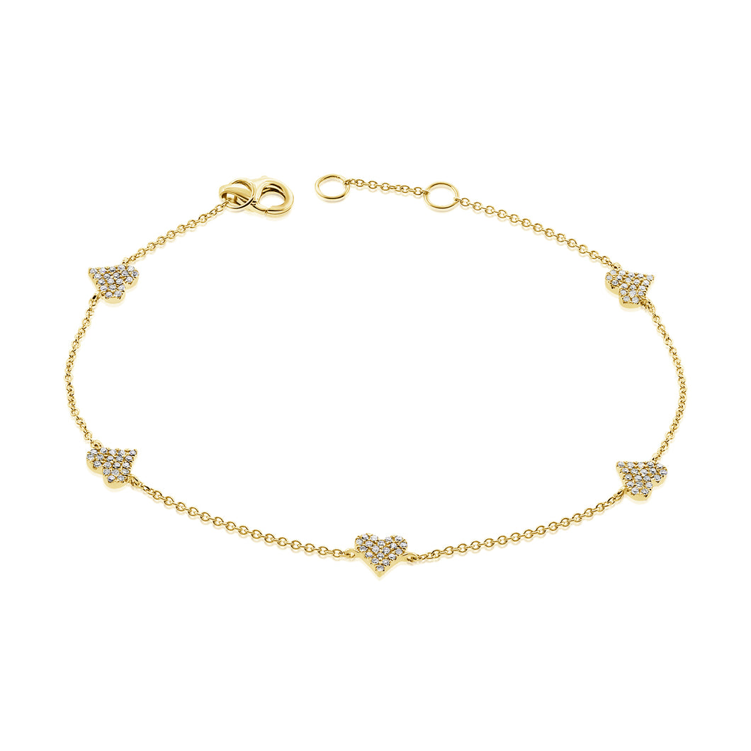 14k Gold & Diamond Heart Bracelet