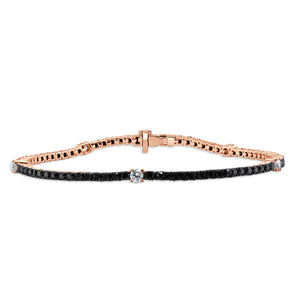 14K Gold Black Diamond Station Tennis Bracelet