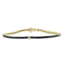 Load image into Gallery viewer, 14K Gold Black Diamond Station Tennis Bracelet