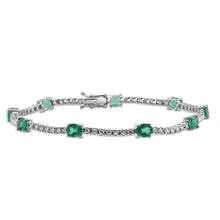 Load image into Gallery viewer, 14k Gold, Green Emerald &amp; Diamond Tennis Bracelet