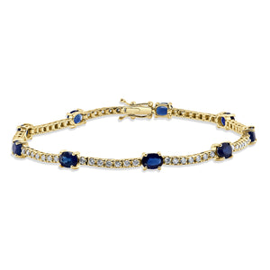 14K Gold Sapphire & Diamond Bracelet