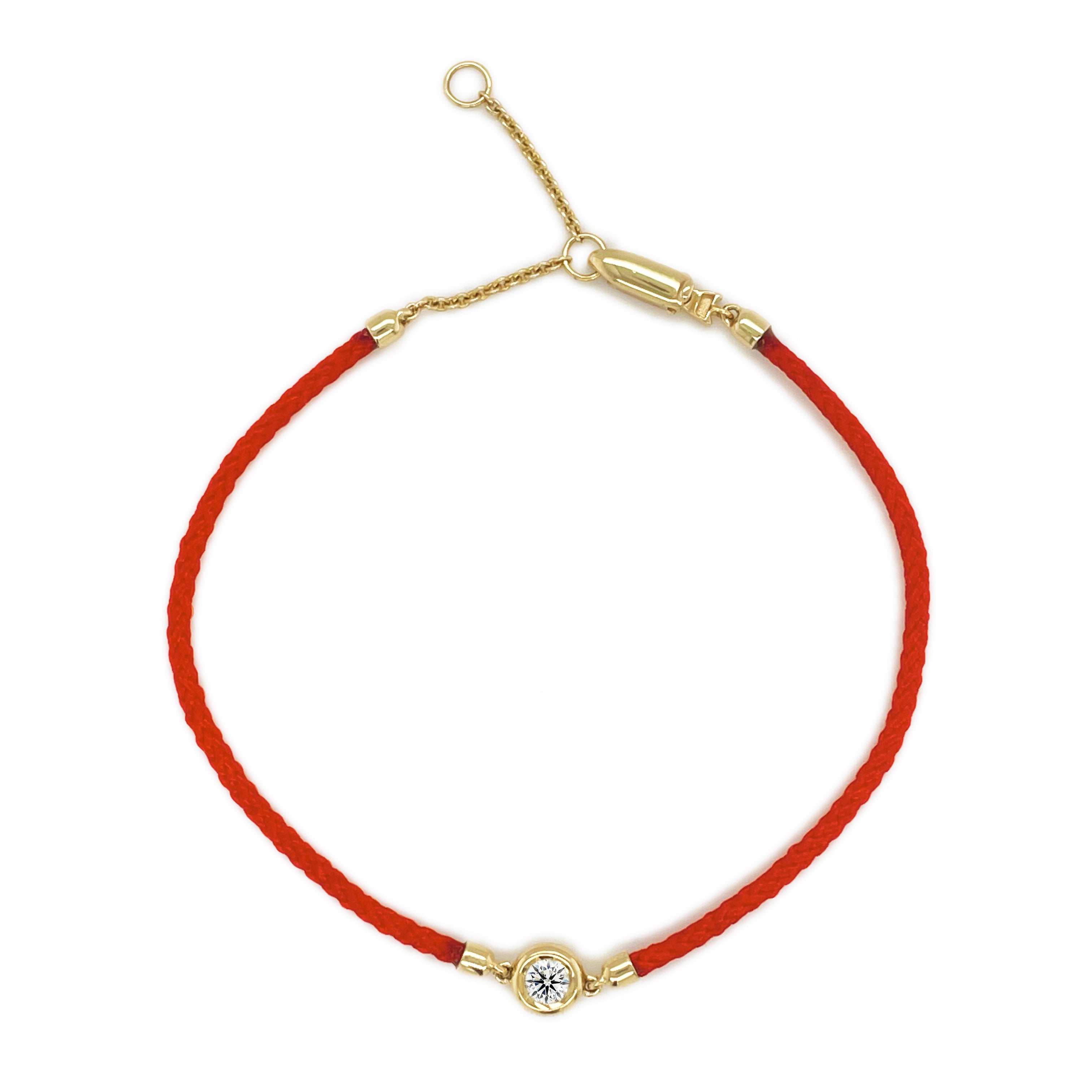 14k Gold & Diamond Red String Bracelet – Sabrina Design