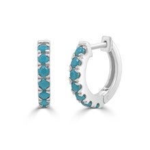 Load image into Gallery viewer, 14k Gold &amp; Turquoise Huggie Earrings