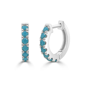 14k Gold & Turquoise Huggie Earrings