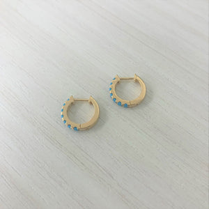 14k Gold & Turquoise Huggie Earrings