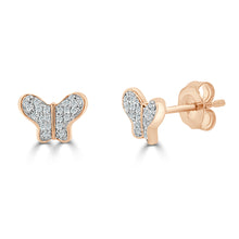 Load image into Gallery viewer, 14k Gold &amp; Diamond Butterfly Studs