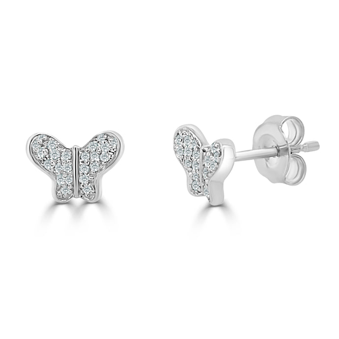 14k Gold & Diamond Butterfly Studs