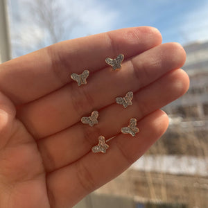 14k Gold & Diamond Butterfly Studs